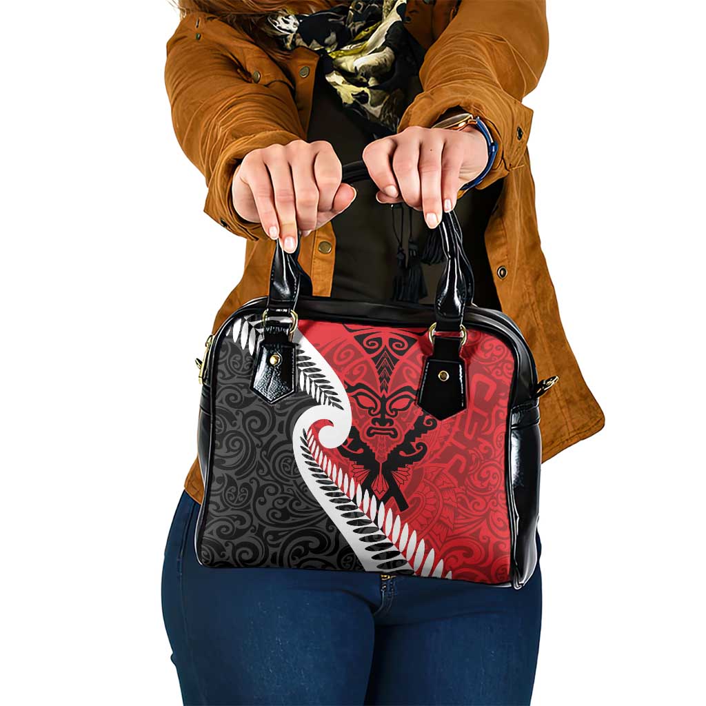 Silver Fern Koru Swirls with Maori Ta Moko Shoulder Handbag - Vibe Hoodie Shop