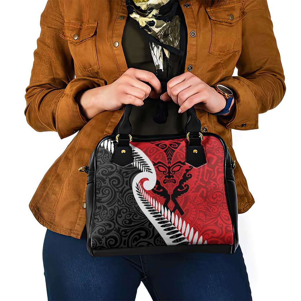 Silver Fern Koru Swirls with Maori Ta Moko Shoulder Handbag - Vibe Hoodie Shop