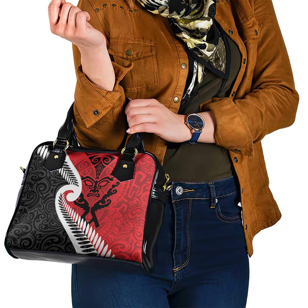 Silver Fern Koru Swirls with Maori Ta Moko Shoulder Handbag - Vibe Hoodie Shop