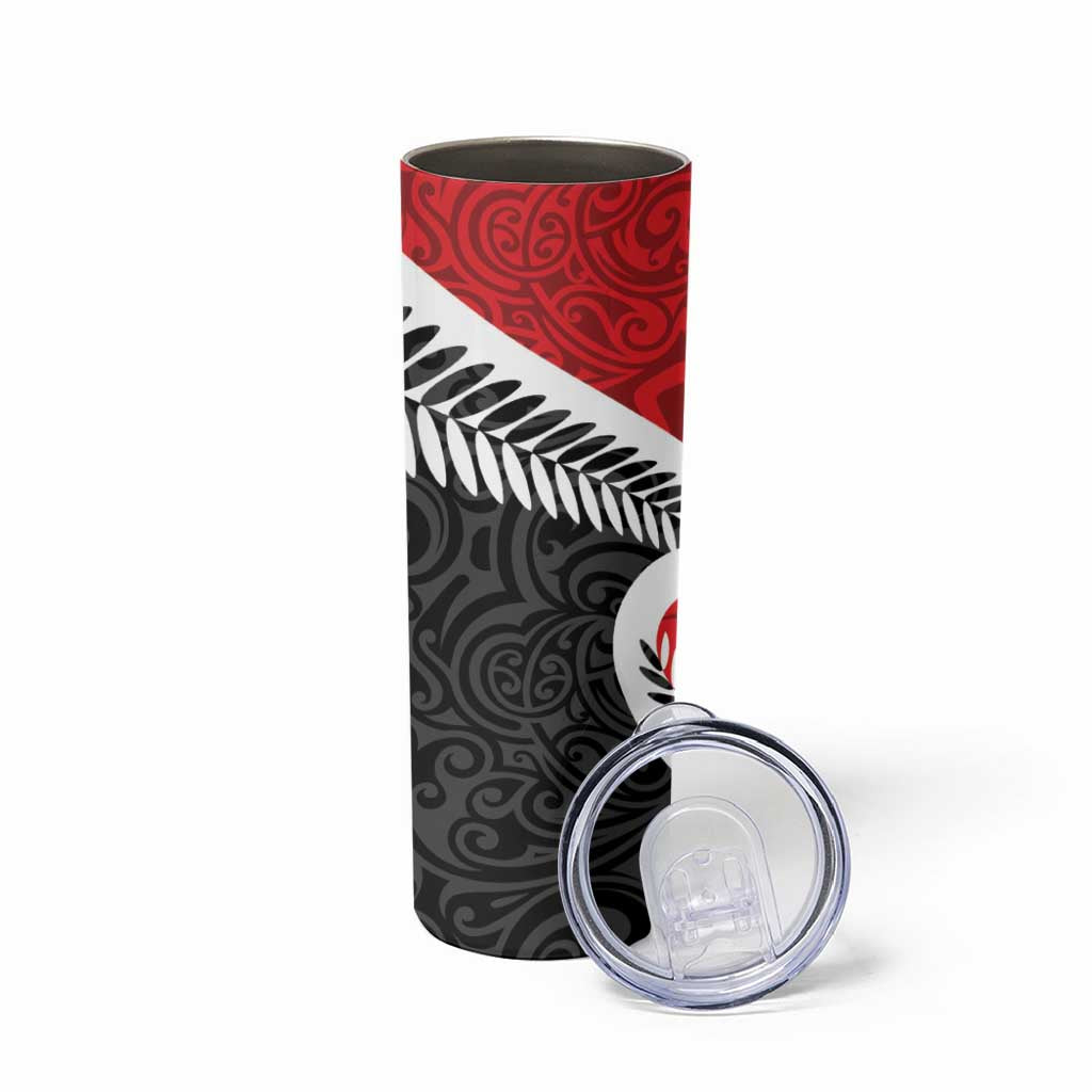 Silver Fern Koru Swirls with Maori Ta Moko Skinny Tumbler