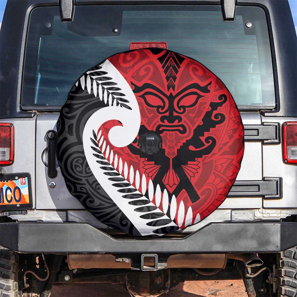 Silver Fern Koru Swirls with Maori Ta Moko Spare Tire Cover - Vibe Hoodie Shop