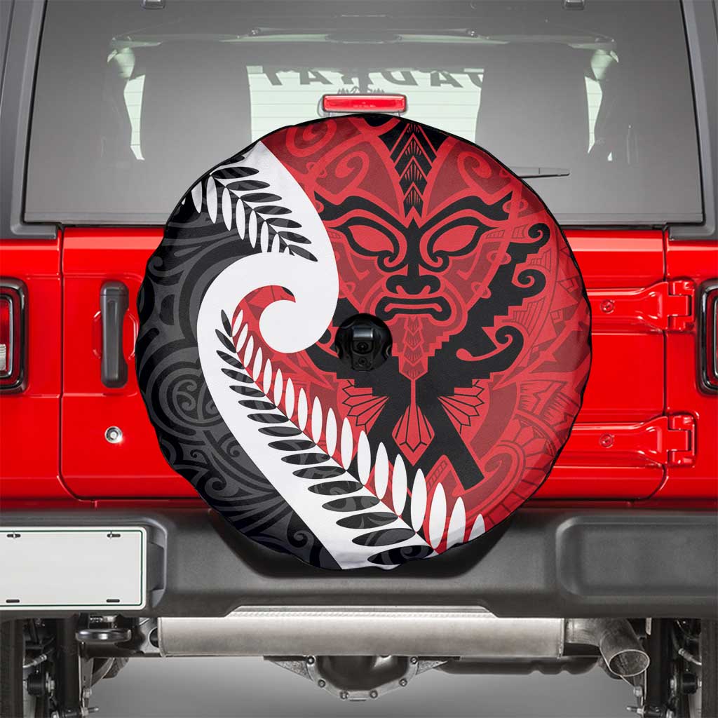 Silver Fern Koru Swirls with Maori Ta Moko Spare Tire Cover - Vibe Hoodie Shop