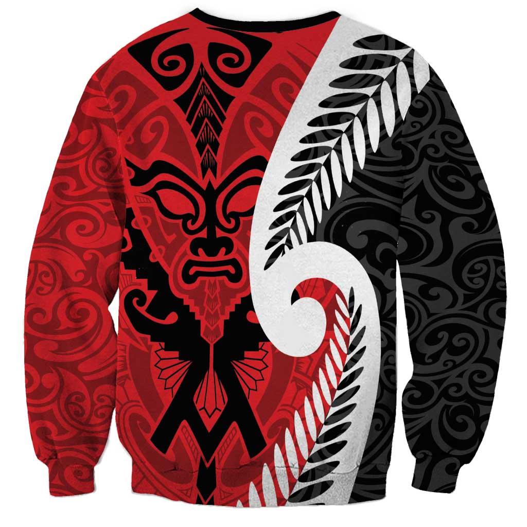 Silver Fern Koru Swirls with Maori Ta Moko Sweatshirt - Vibe Hoodie Shop