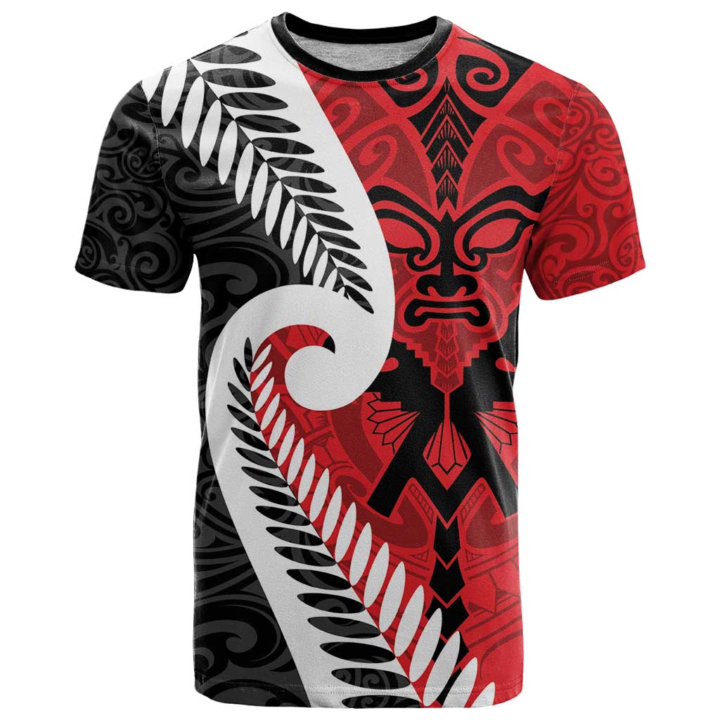 Silver Fern Koru Swirls with Maori Ta Moko T Shirt LT9 - Vibe Hoodie Shop