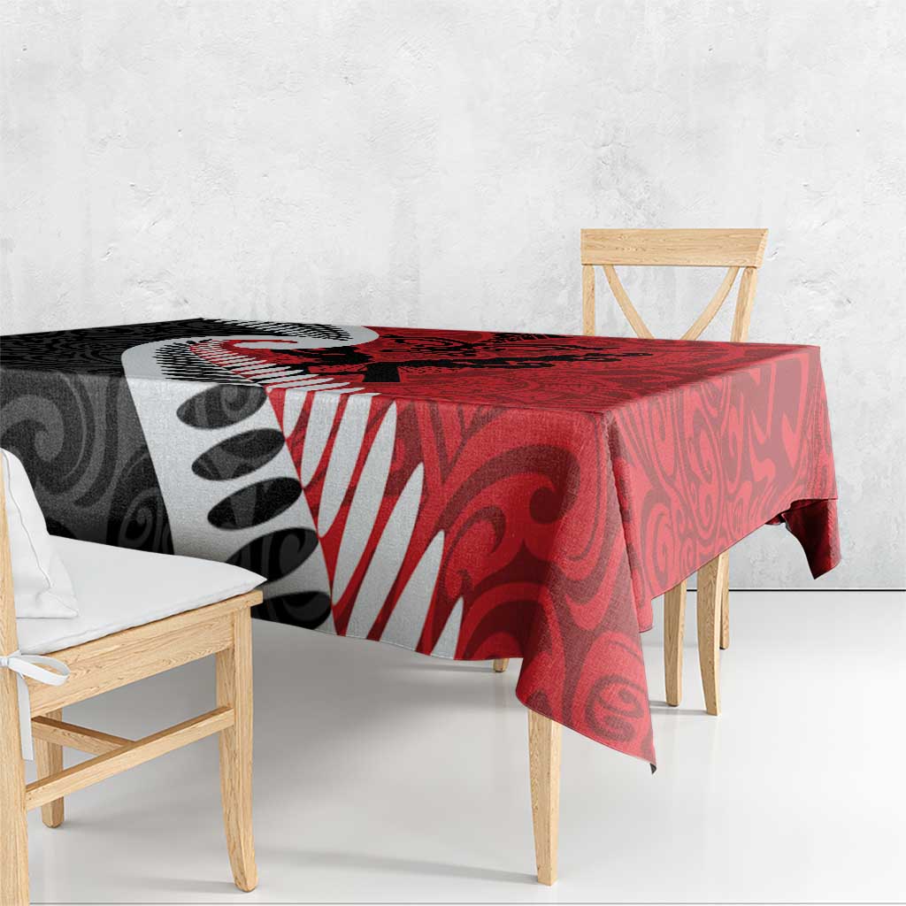 Silver Fern Koru Swirls with Maori Ta Moko Tablecloth