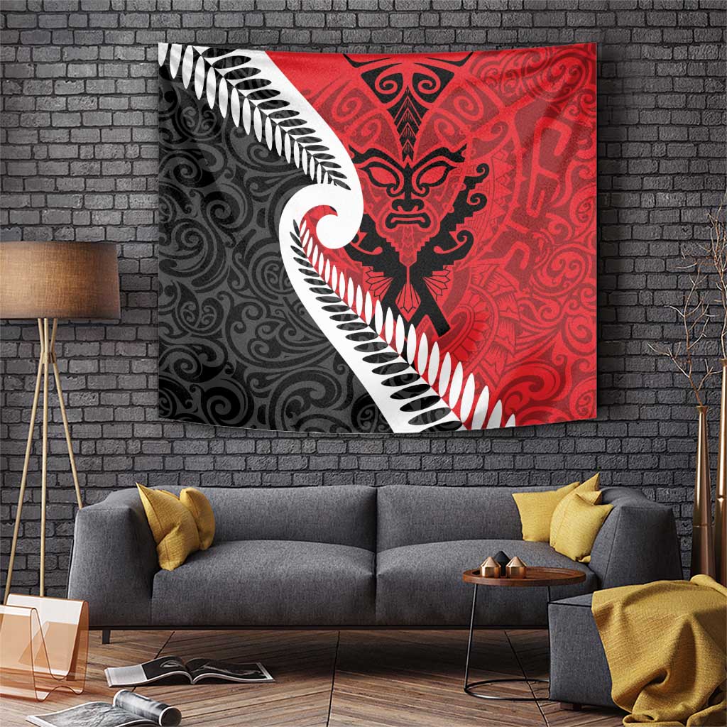 Silver Fern Koru Swirls with Maori Ta Moko Tapestry - Vibe Hoodie Shop