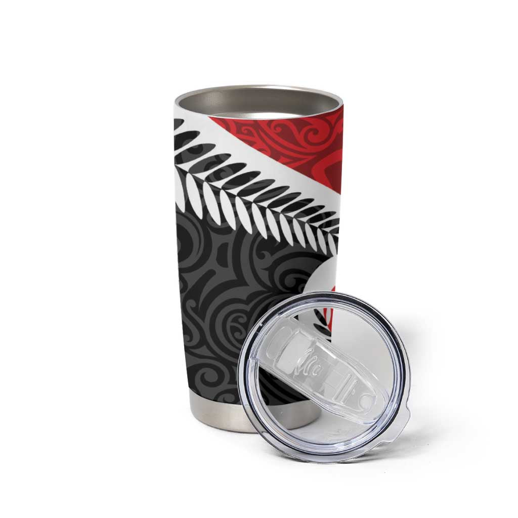 Silver Fern Koru Swirls with Maori Ta Moko Tumbler Cup