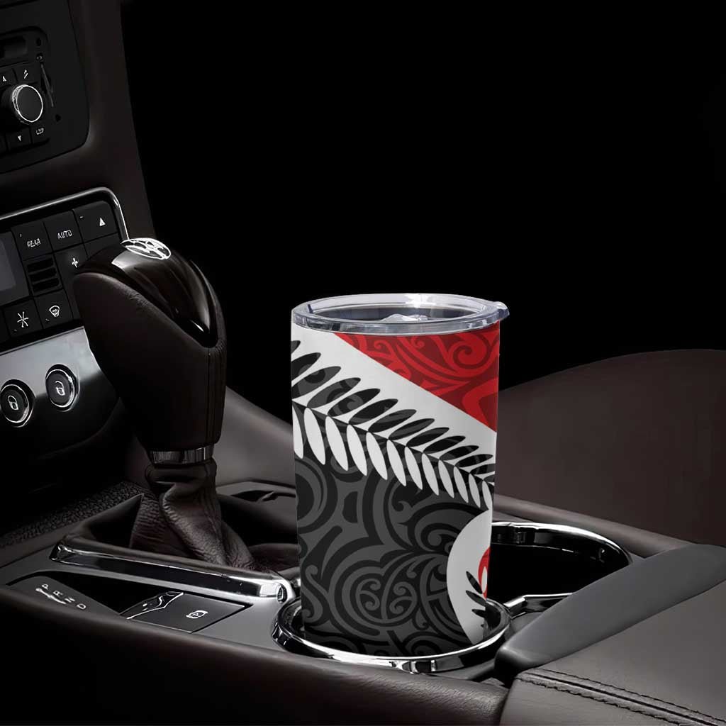 Silver Fern Koru Swirls with Maori Ta Moko Tumbler Cup