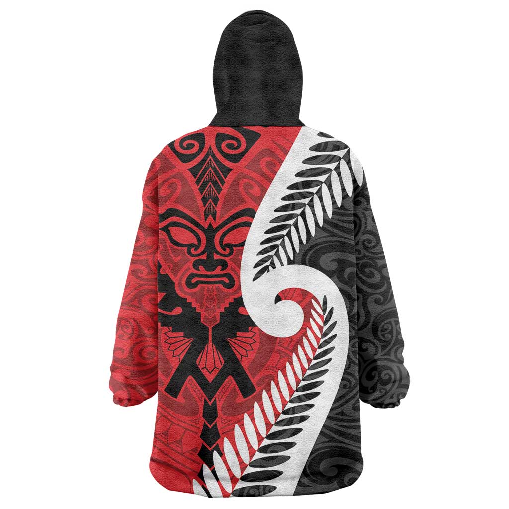 Silver Fern Koru Swirls with Maori Ta Moko Wearable Blanket Hoodie - Vibe Hoodie Shop