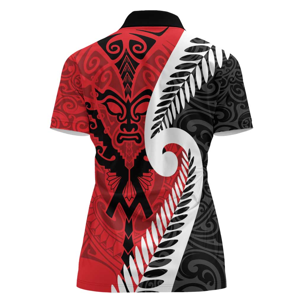 Silver Fern Koru Swirls with Maori Ta Moko Women Polo Shirt - Vibe Hoodie Shop