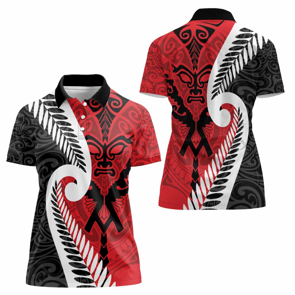 Silver Fern Koru Swirls with Maori Ta Moko Women Polo Shirt - Vibe Hoodie Shop