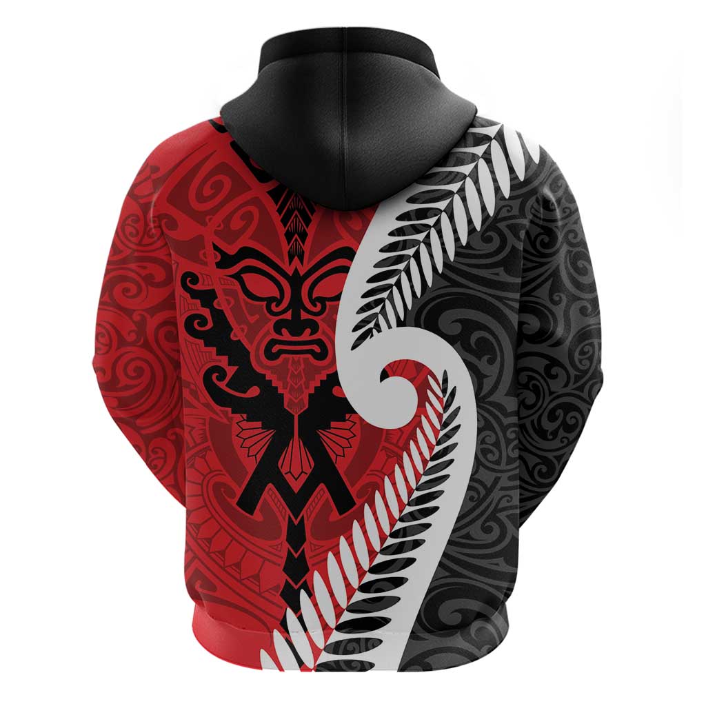 Silver Fern Koru Swirls with Maori Ta Moko Zip Hoodie - Vibe Hoodie Shop