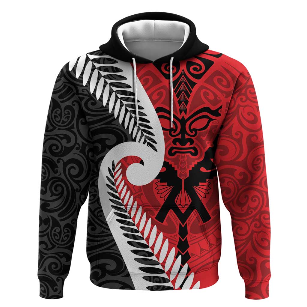 Silver Fern Koru Swirls with Maori Ta Moko Zip Hoodie - Vibe Hoodie Shop