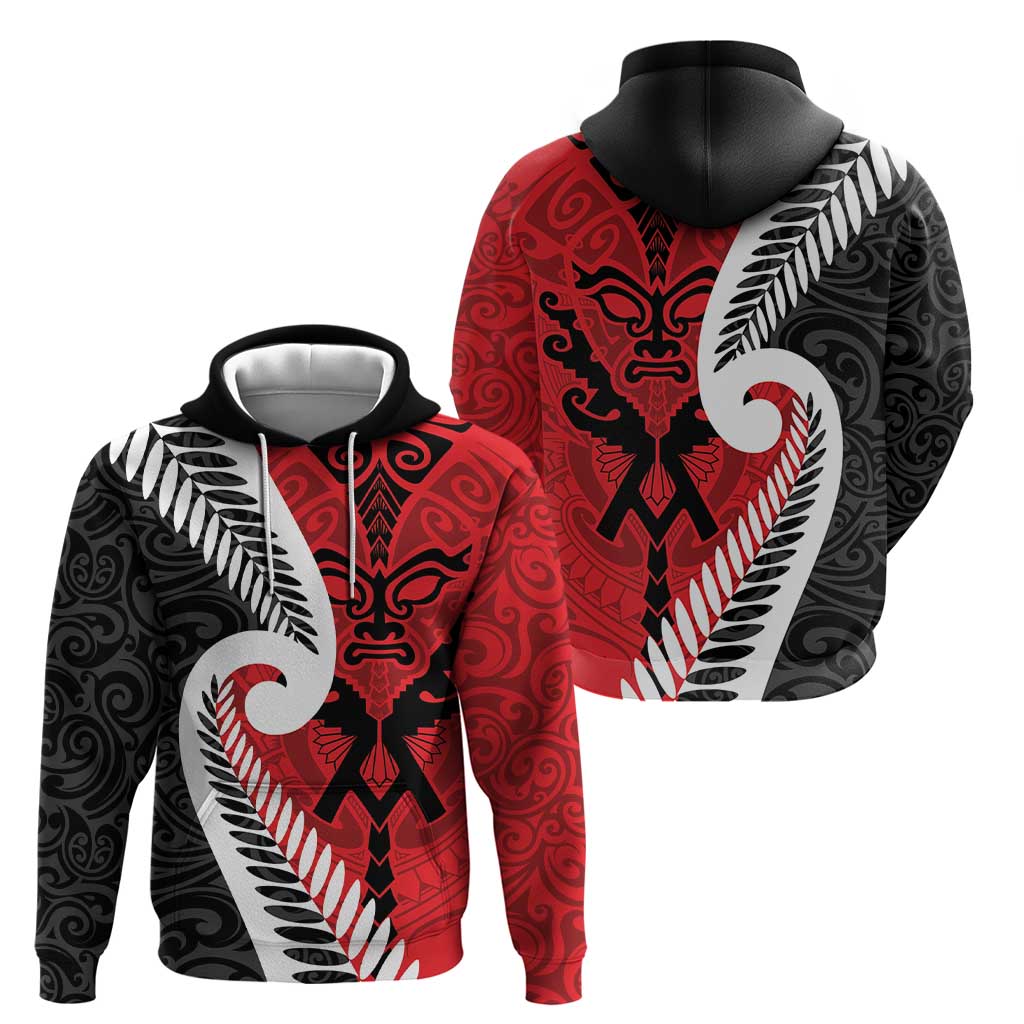 Silver Fern Koru Swirls with Maori Ta Moko Zip Hoodie - Vibe Hoodie Shop