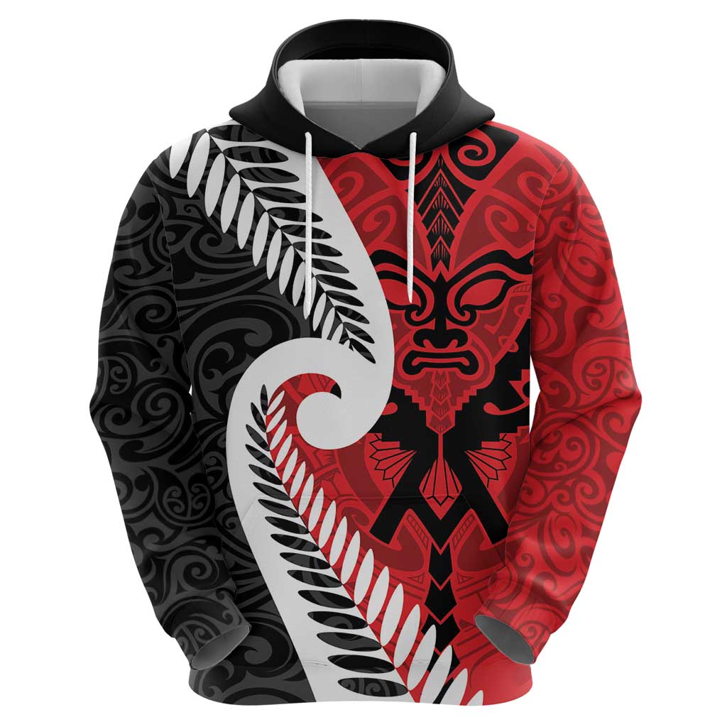 Silver Fern Koru Swirls with Maori Ta Moko Zip Hoodie - Vibe Hoodie Shop