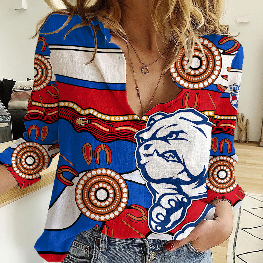 AFL Bulldogs Football Women Casual Shirt Western Aboriginal Simple Style - Vibe Hoodie Shop