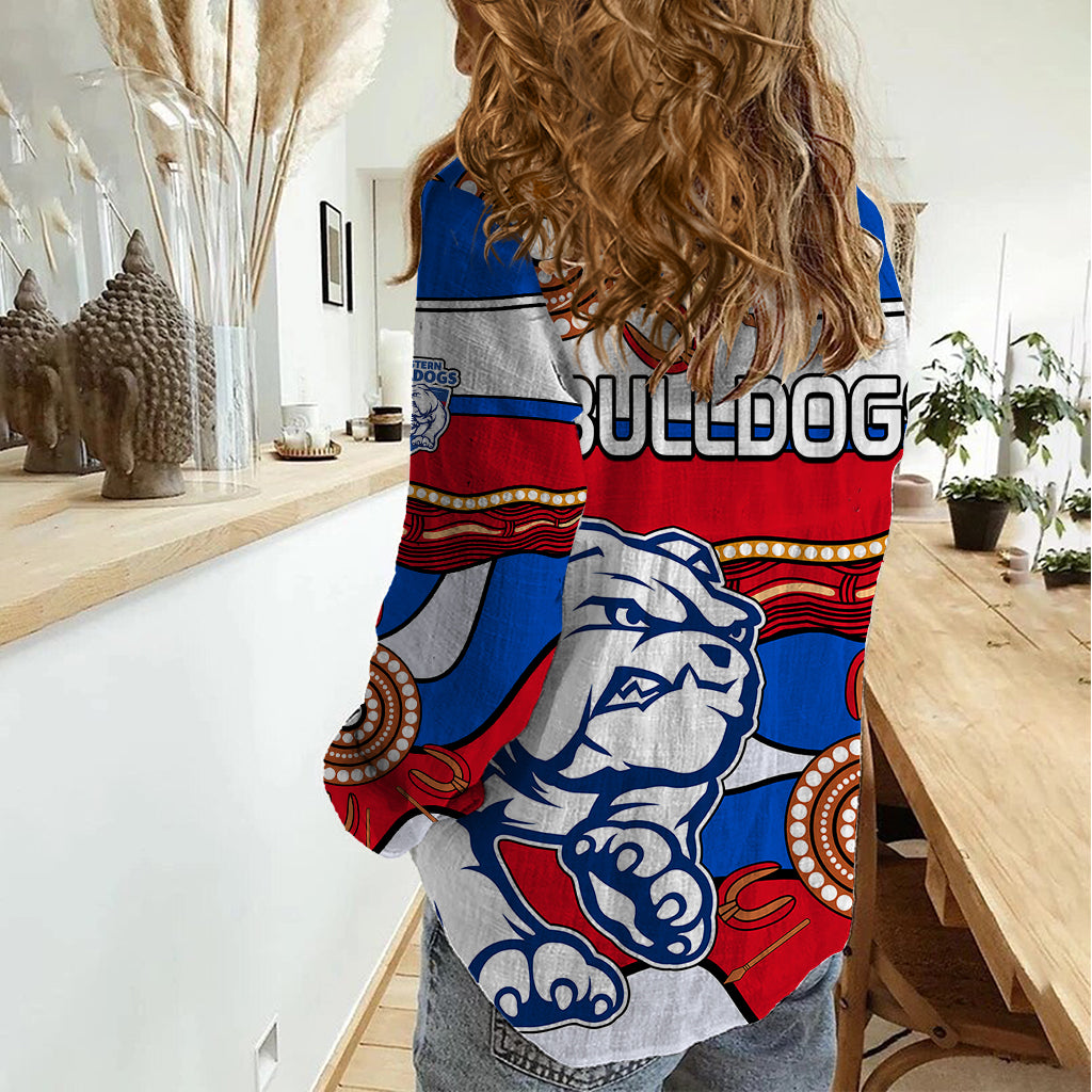 AFL Bulldogs Football Women Casual Shirt Western Aboriginal Simple Style - Vibe Hoodie Shop
