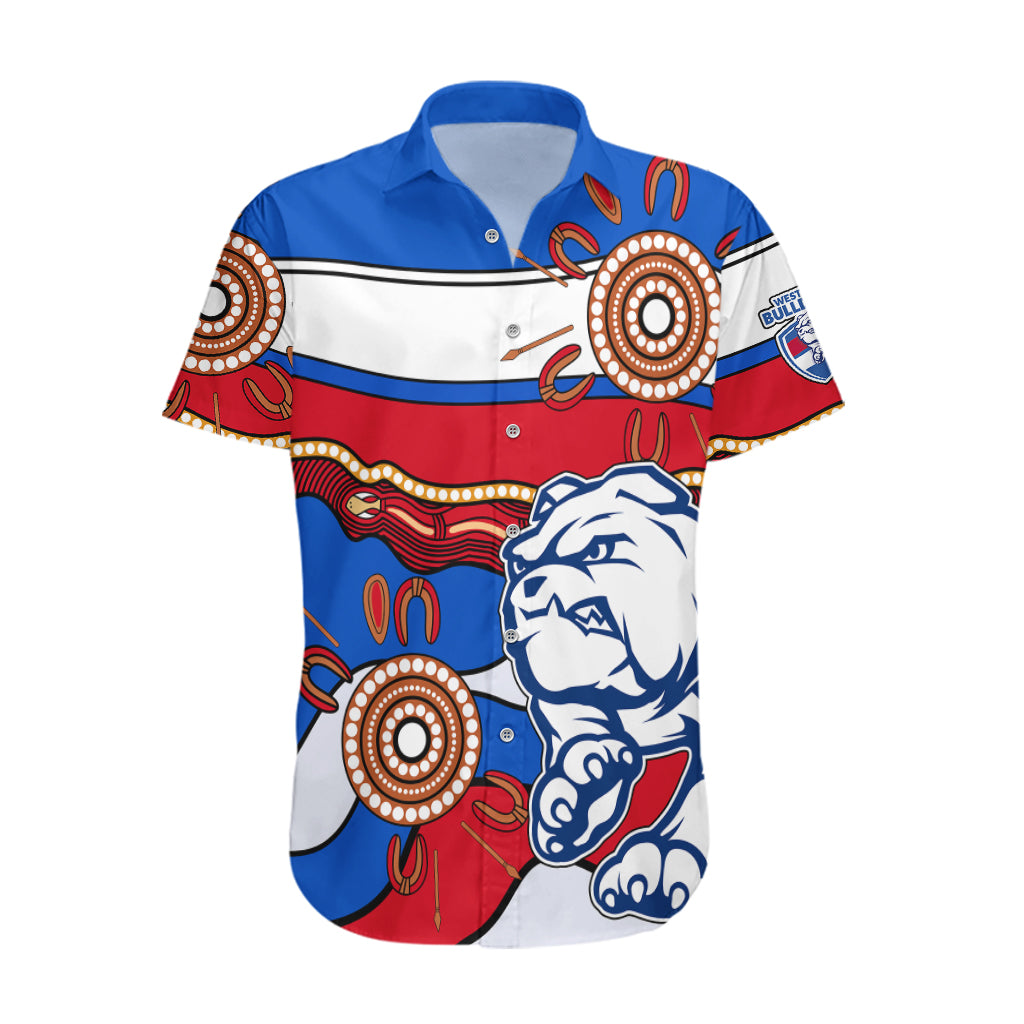 (Custom Text And Number)  AFL Bulldogs Football Hawaiian Shirt Western Aboriginal Simple Style - Vibe Hoodie Shop