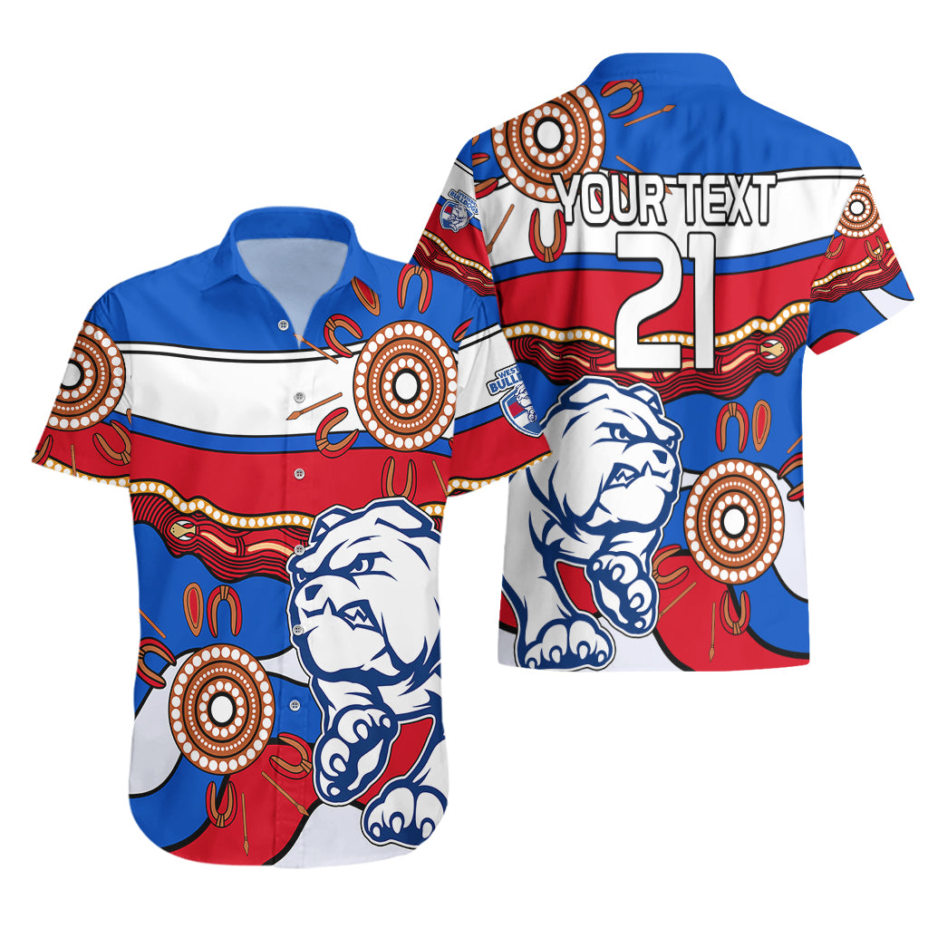 (Custom Text And Number)  AFL Bulldogs Football Hawaiian Shirt Western Aboriginal Simple Style - Vibe Hoodie Shop