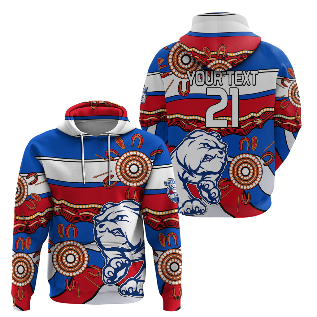 (Custom Text And Number)  AFL Bulldogs Football Hoodie Western Aboriginal Simple Style LT9 - Vibe Hoodie Shop