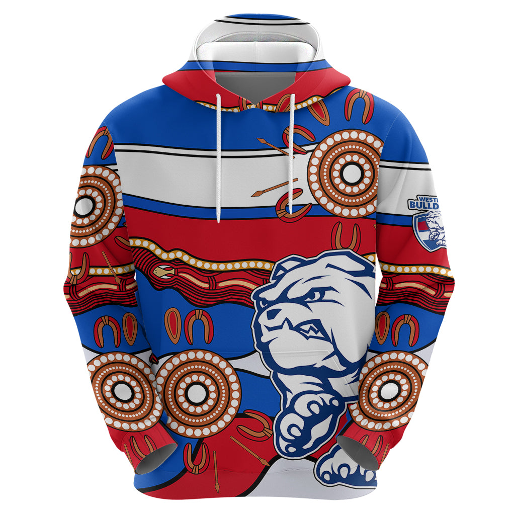 (Custom Text And Number)  AFL Bulldogs Football Hoodie Western Aboriginal Simple Style LT9 - Vibe Hoodie Shop
