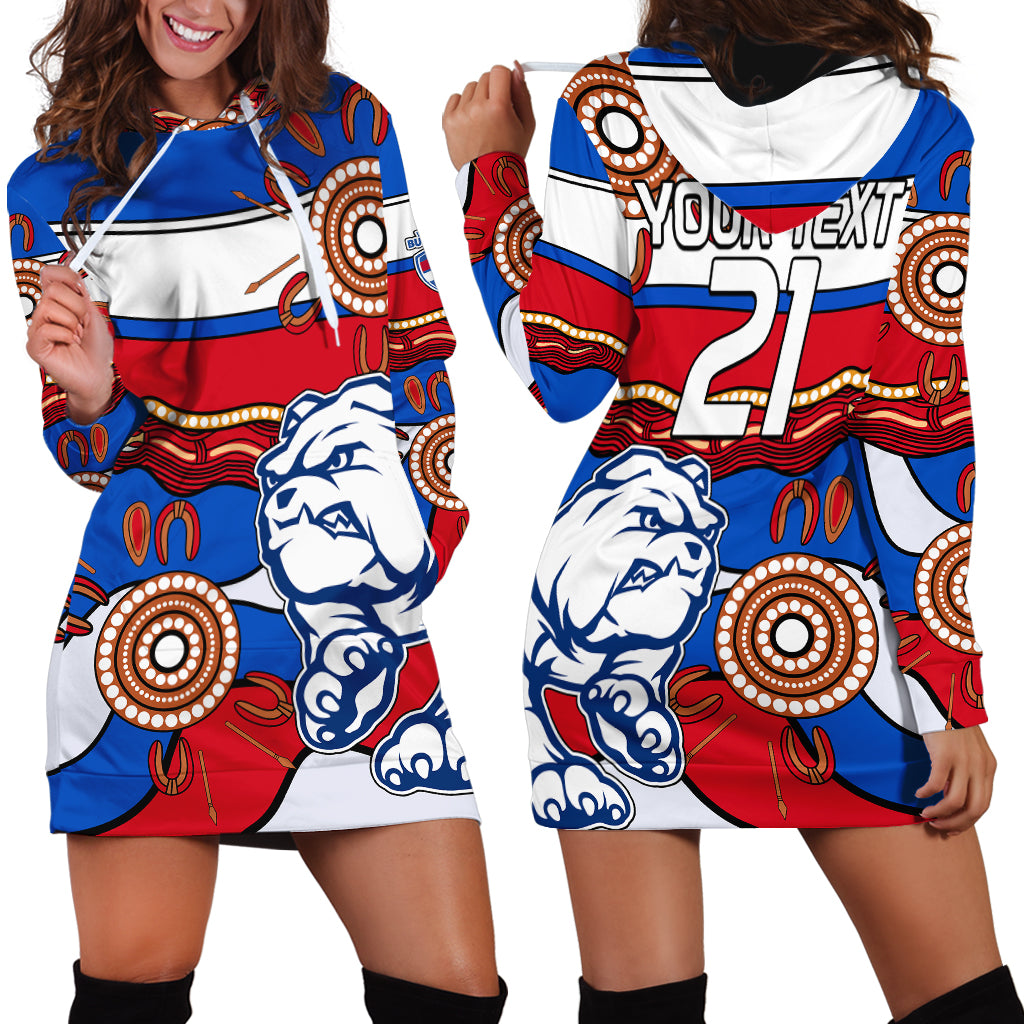 (Custom Text And Number)  AFL Bulldogs Football Hoodie Dress Western Aboriginal Simple Style - Vibe Hoodie Shop