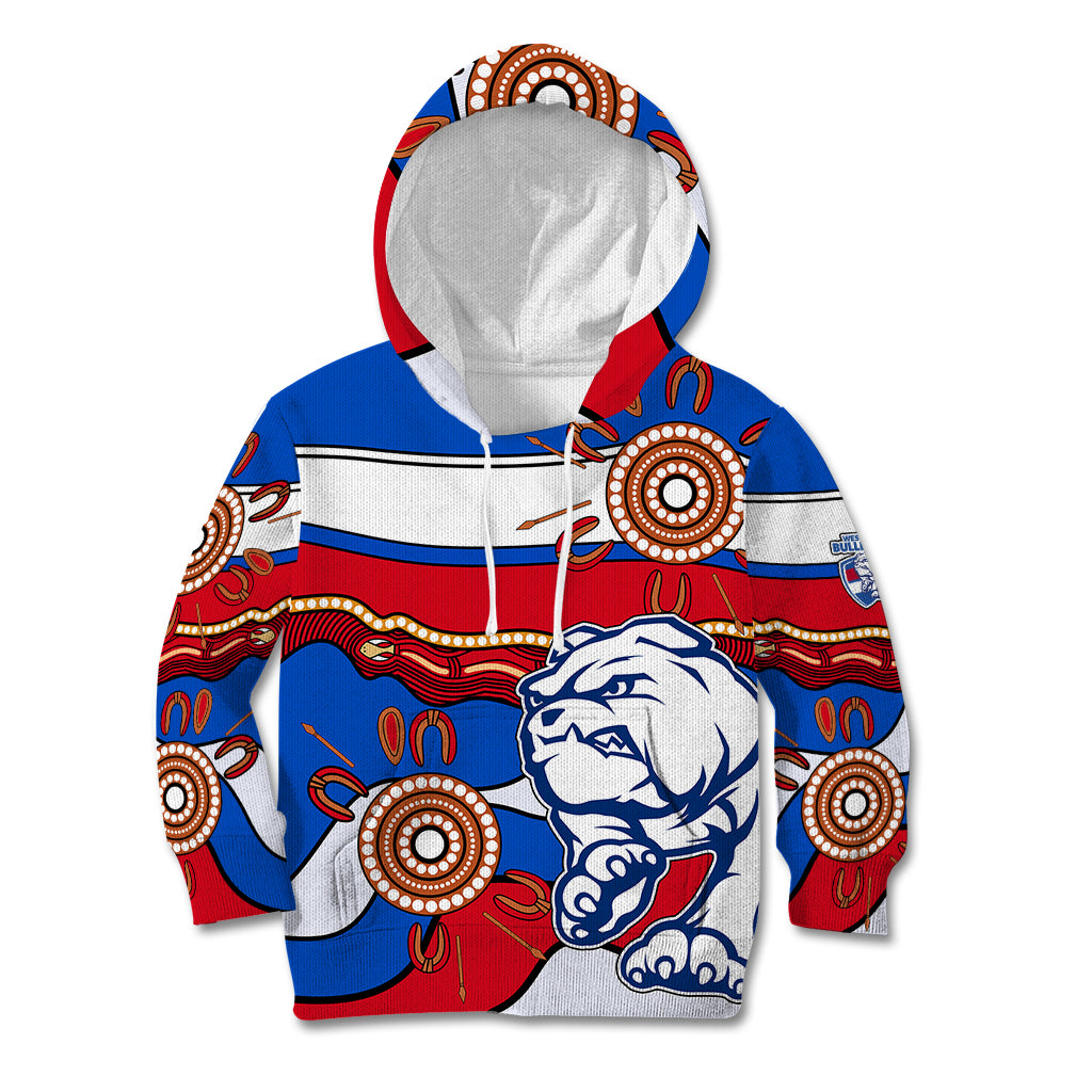 (Custom Text And Number)  AFL Bulldogs Football Kid Hoodie Western Aboriginal Simple Style - Vibe Hoodie Shop