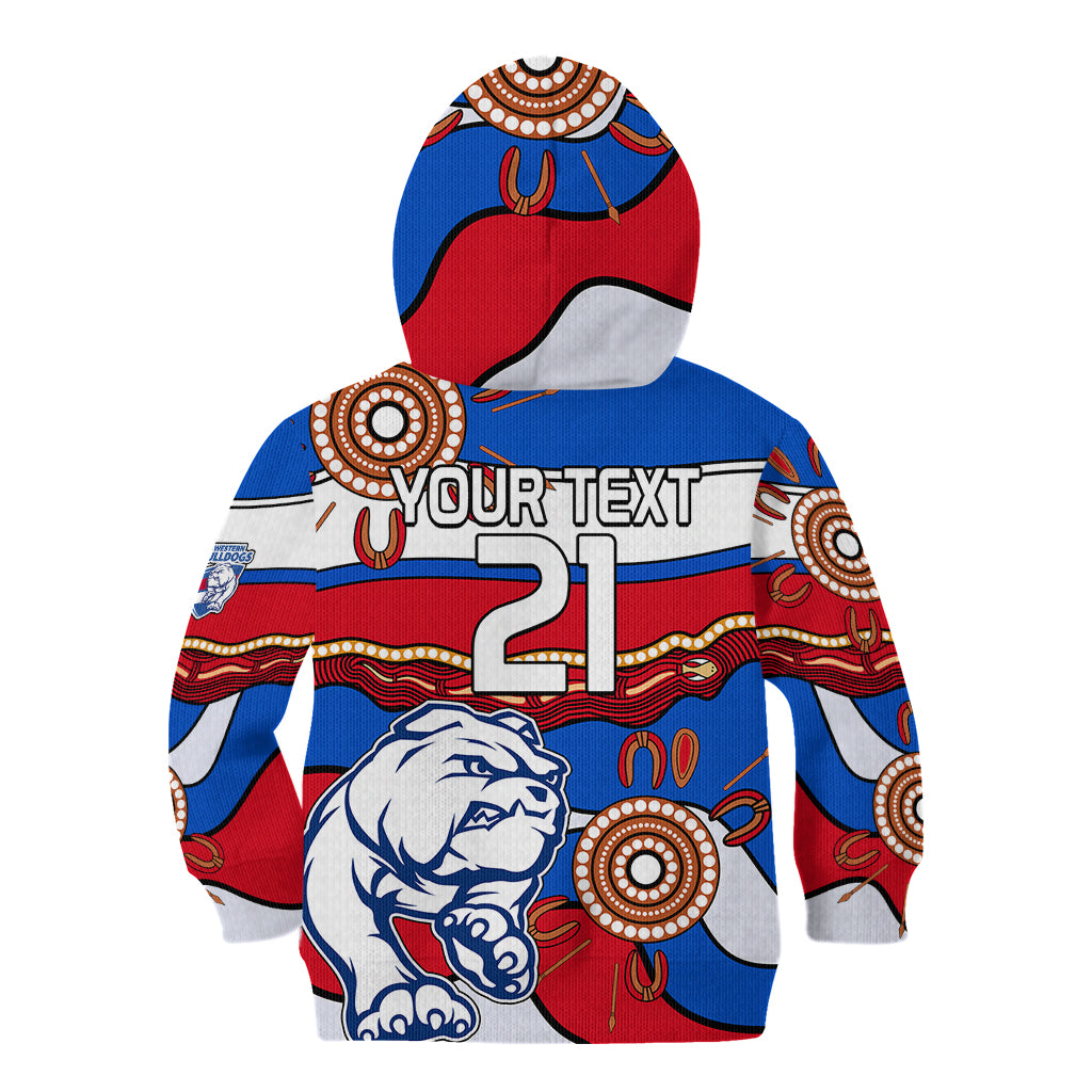 (Custom Text And Number)  AFL Bulldogs Football Kid Hoodie Western Aboriginal Simple Style - Vibe Hoodie Shop