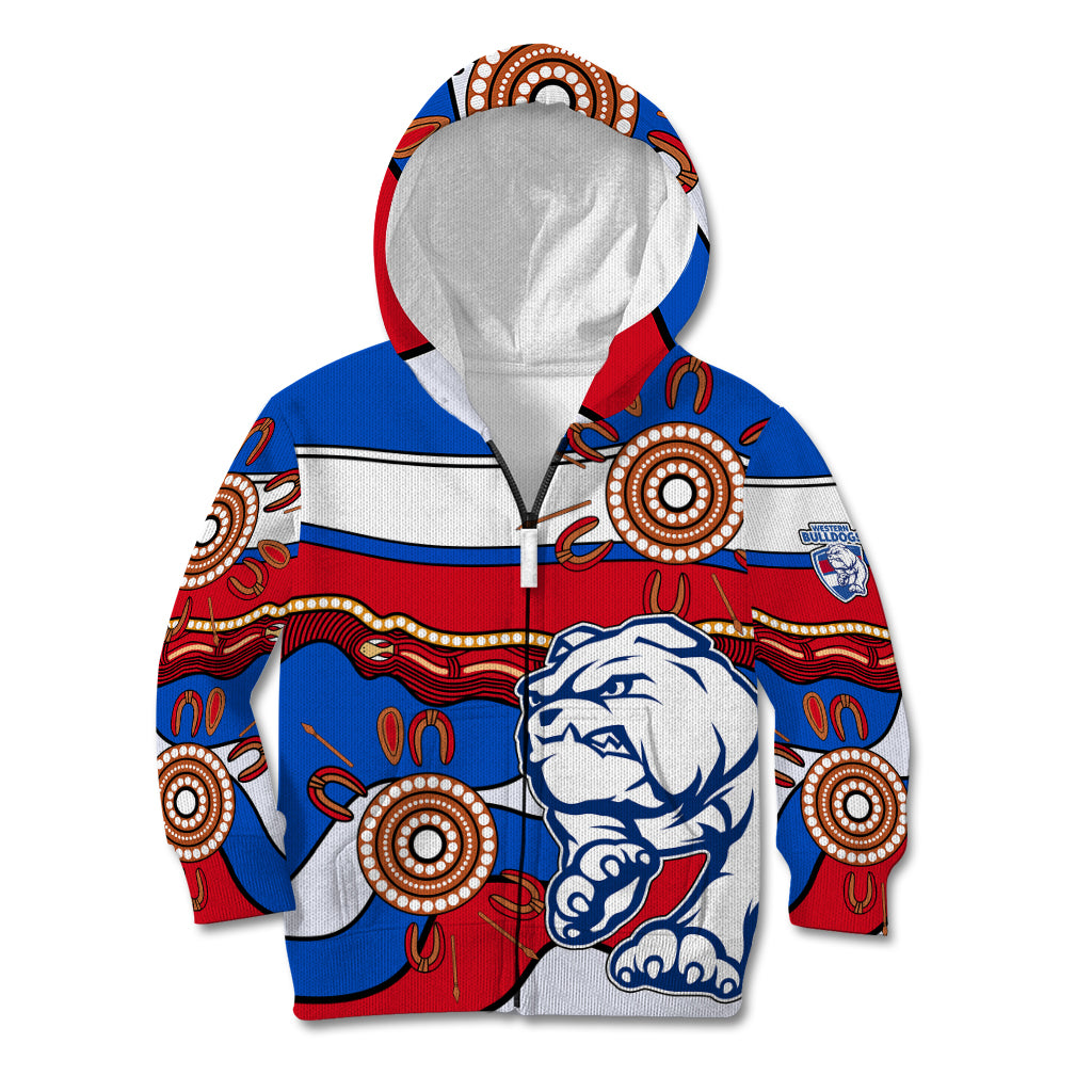 (Custom Text And Number)  AFL Bulldogs Football Kid Hoodie Western Aboriginal Simple Style - Vibe Hoodie Shop