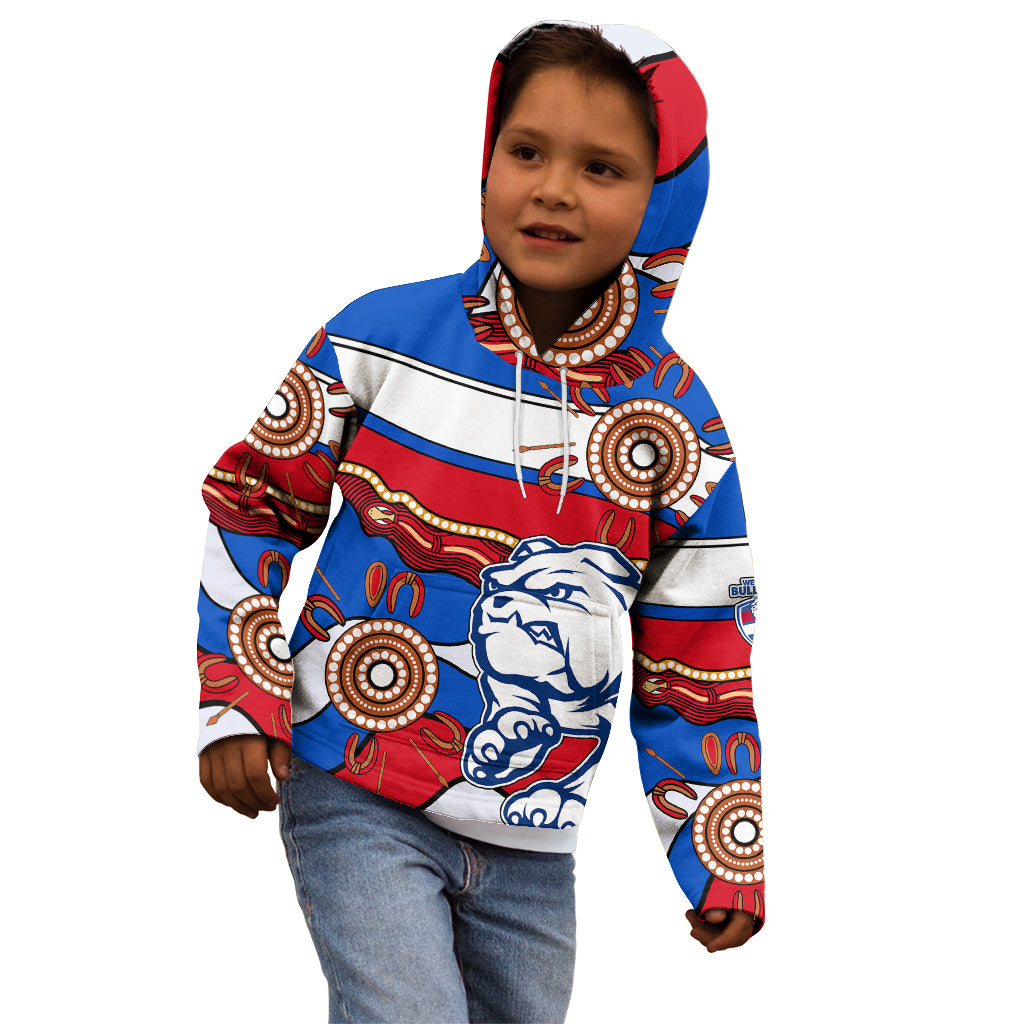 (Custom Text And Number)  AFL Bulldogs Football Kid Hoodie Western Aboriginal Simple Style - Vibe Hoodie Shop