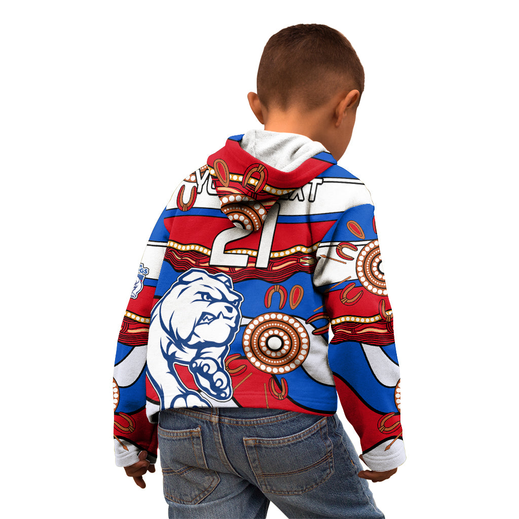 (Custom Text And Number)  AFL Bulldogs Football Kid Hoodie Western Aboriginal Simple Style - Vibe Hoodie Shop