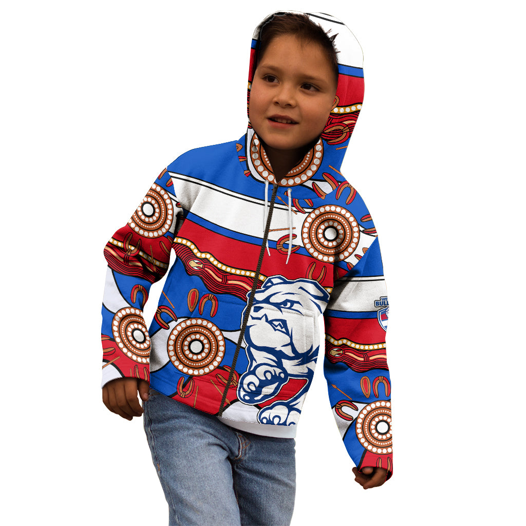 (Custom Text And Number)  AFL Bulldogs Football Kid Hoodie Western Aboriginal Simple Style - Vibe Hoodie Shop