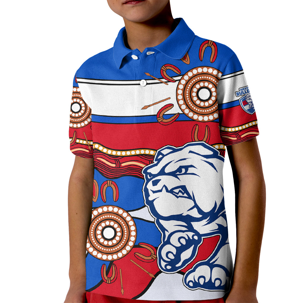 (Custom Text And Number)  AFL Bulldogs Football Kid Polo Shirt Western Aboriginal Simple Style - Vibe Hoodie Shop