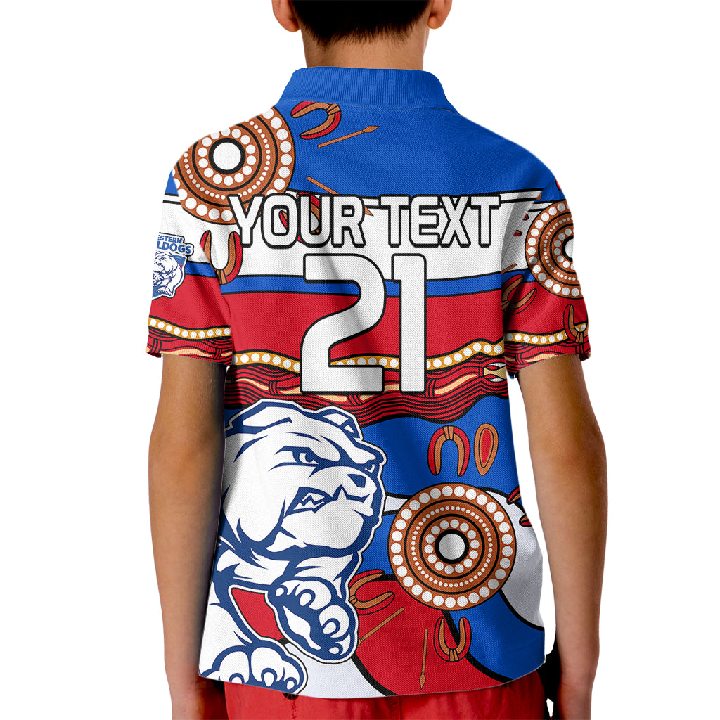 (Custom Text And Number)  AFL Bulldogs Football Kid Polo Shirt Western Aboriginal Simple Style - Vibe Hoodie Shop