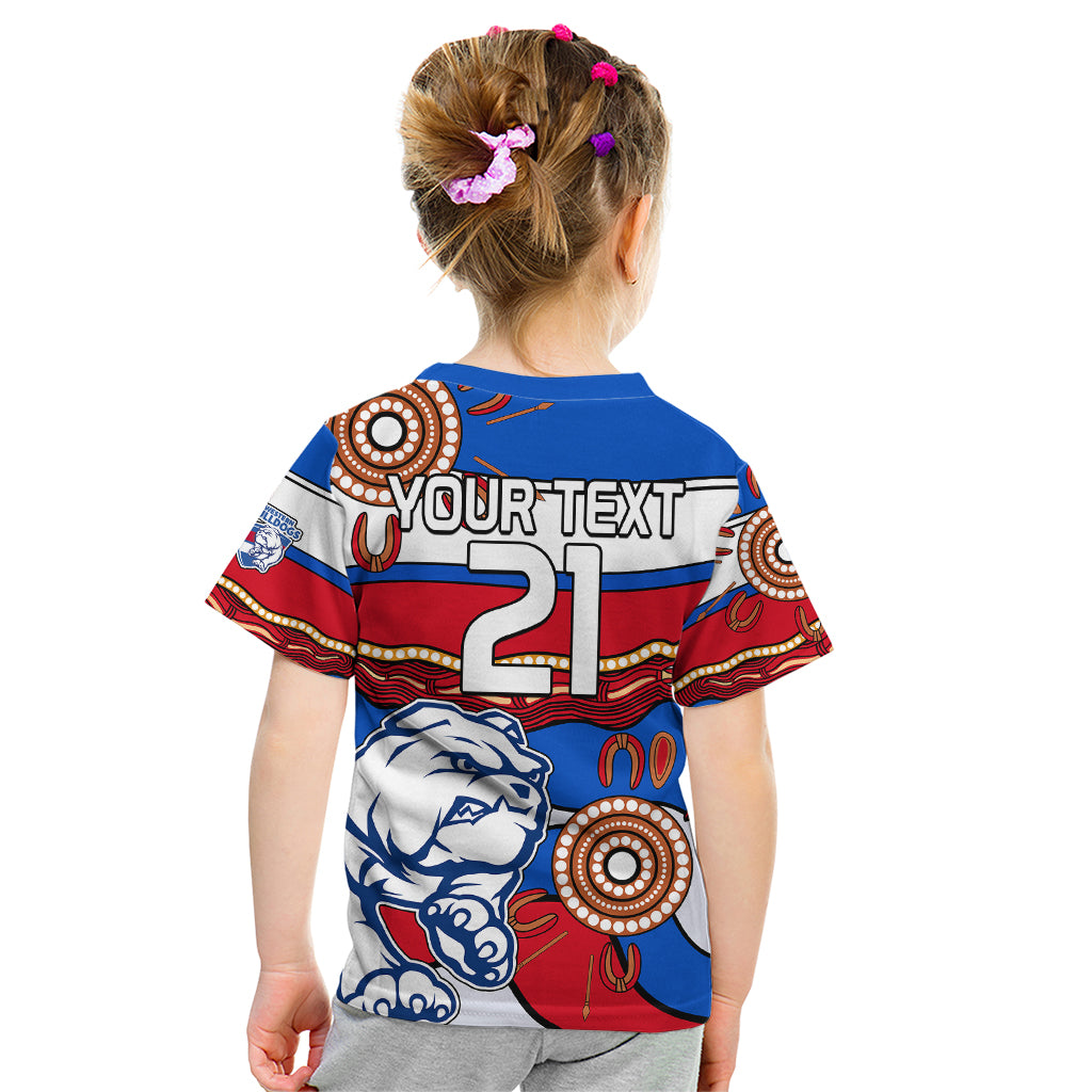 (Custom Text And Number)  AFL Bulldogs Football Kid T Shirt Western Aboriginal Simple Style - Vibe Hoodie Shop