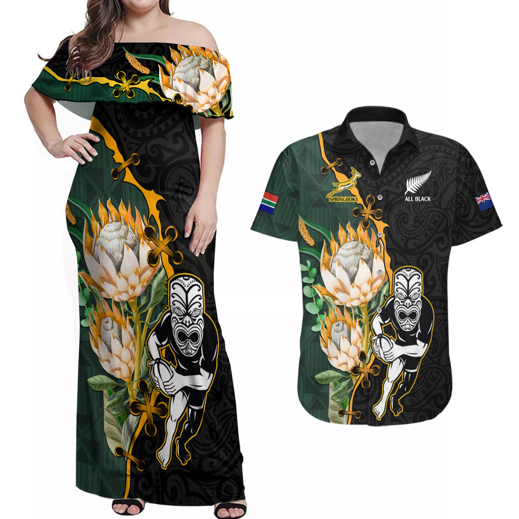south-africa-protea-and-new-zealand-couples-matching-off-shoulder-maxi-dress-and-hawaiian-shirt-go-all-black-springboks-rugby-with-kente-and-maori