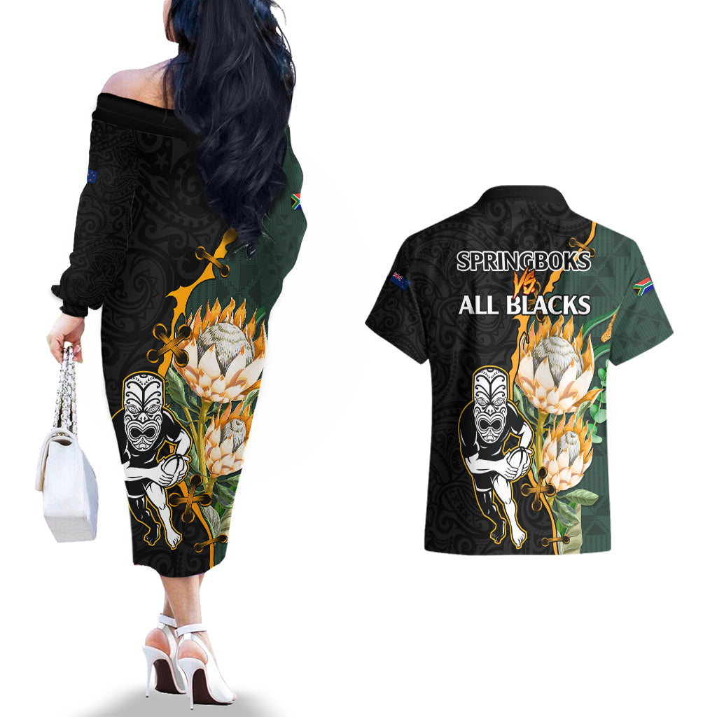 south-africa-protea-and-new-zealand-couples-matching-off-the-shoulder-long-sleeve-dress-and-hawaiian-shirt-go-all-black-springboks-rugby-with-kente-and-maori