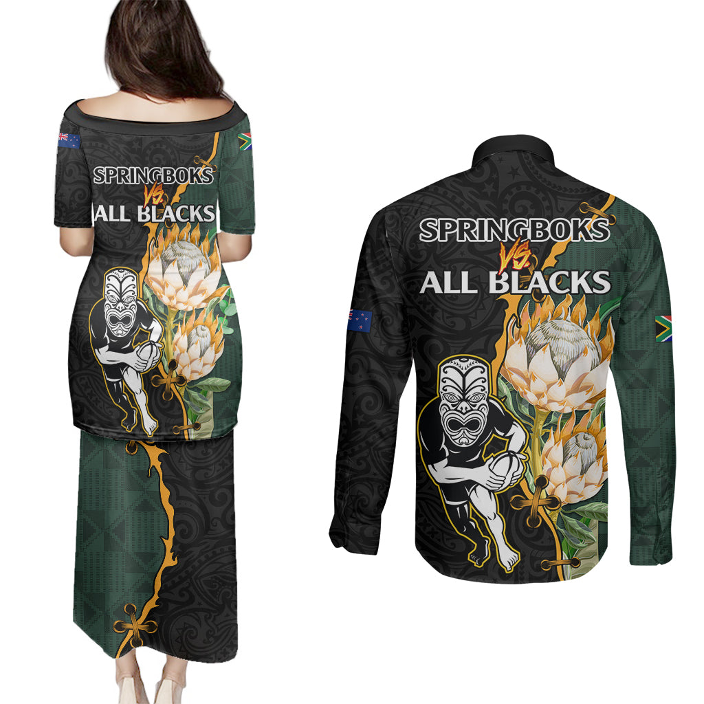 south-africa-protea-and-new-zealand-couples-matching-puletasi-dress-and-long-sleeve-button-shirts-go-all-black-springboks-rugby-with-kente-and-maori