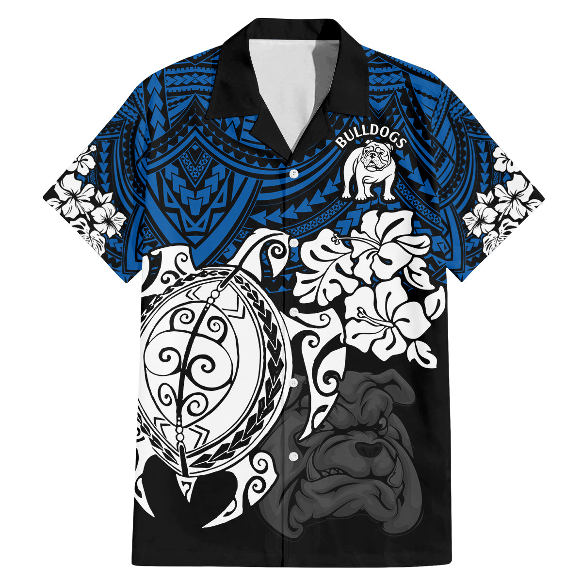 custom-bulldogs-rugby-family-matching-mermaid-dress-and-hawaiian-shirt-berries-hibiscus-and-turtle-with-polynesian-pattern