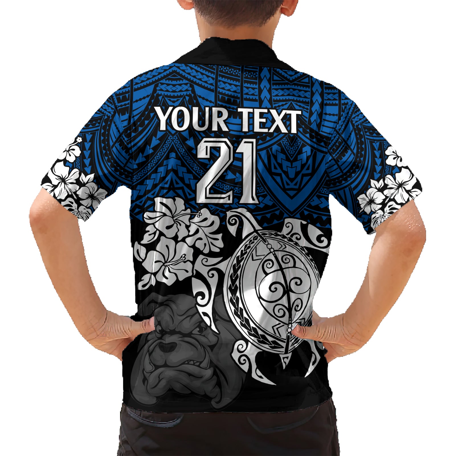 custom-bulldogs-rugby-family-matching-short-sleeve-bodycon-dress-and-hawaiian-shirt-berries-hibiscus-and-turtle-with-polynesian-pattern