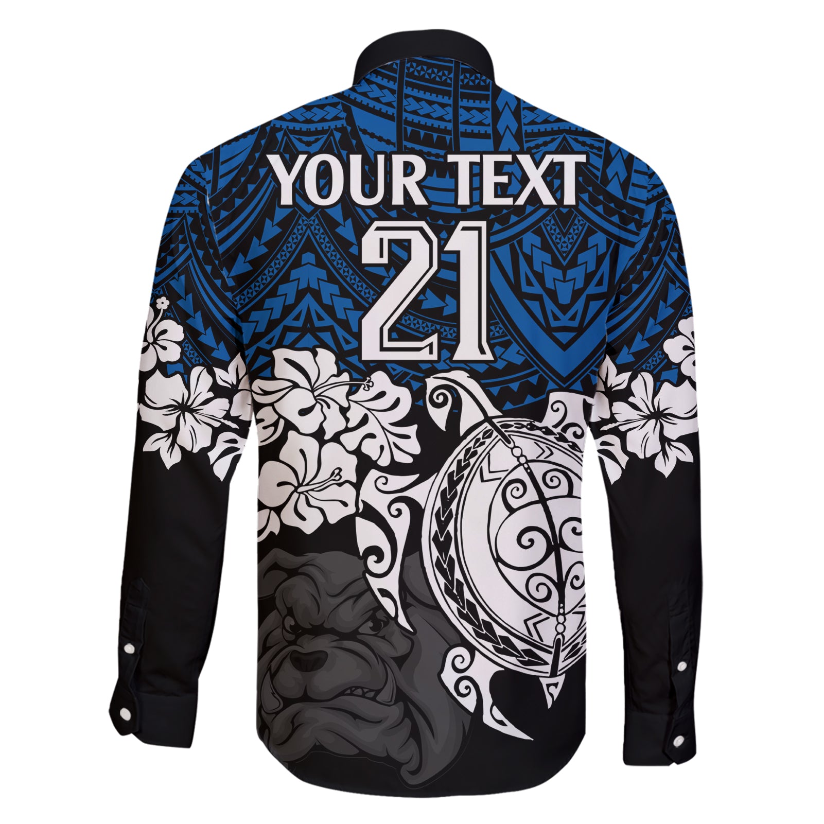 custom-bulldogs-rugby-family-matching-short-sleeve-bodycon-dress-and-hawaiian-shirt-berries-hibiscus-and-turtle-with-polynesian-pattern