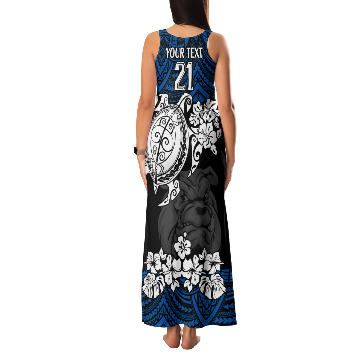 custom-bulldogs-rugby-family-matching-tank-maxi-dress-and-hawaiian-shirt-berries-hibiscus-and-turtle-with-polynesian-pattern