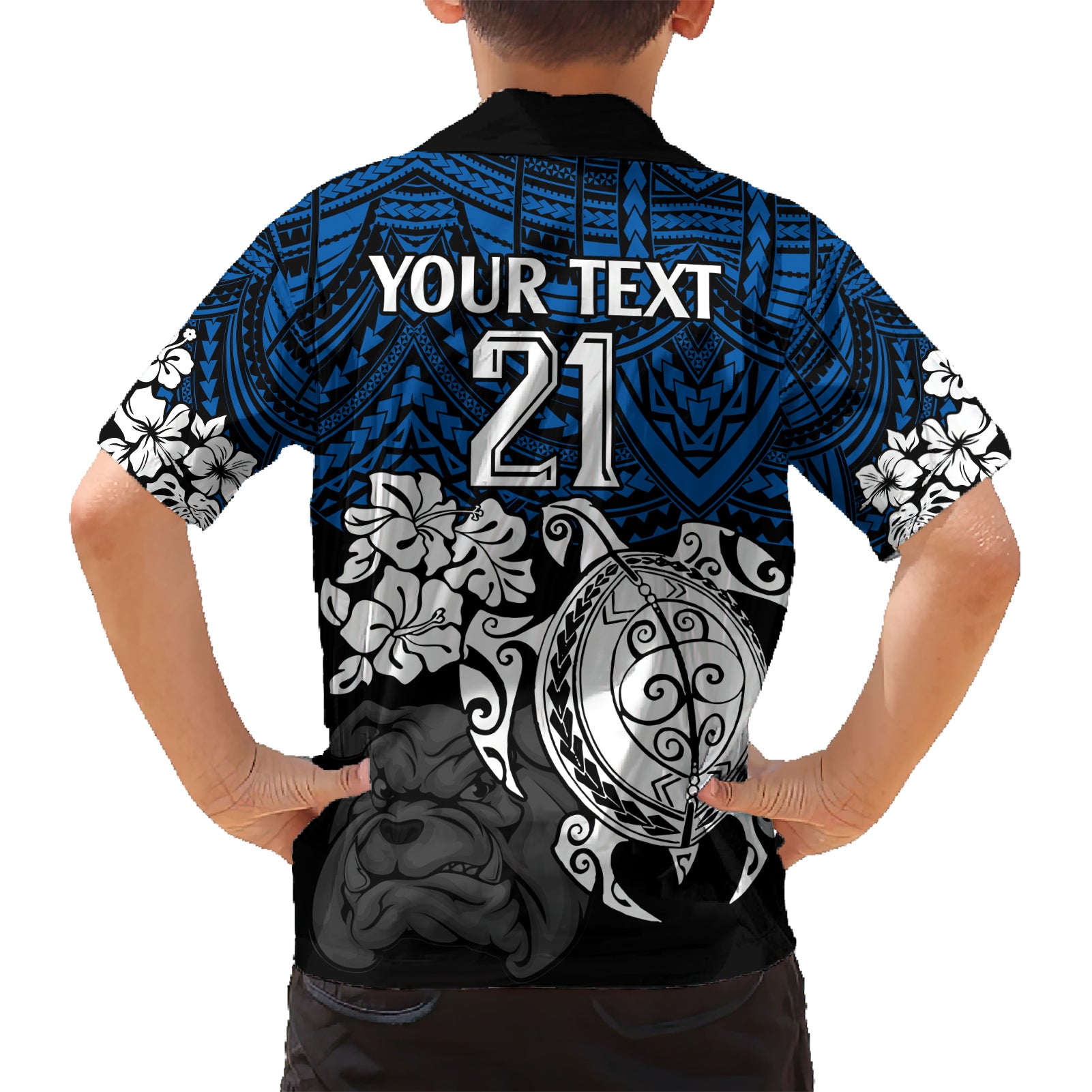 Custom Bulldogs Rugby Hawaiian Shirt Berries Hibiscus and Turtle With Polynesian Pattern - Vibe Hoodie Shop