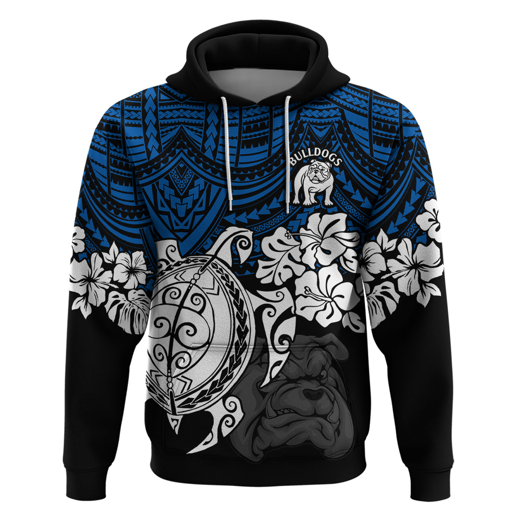 Custom Bulldogs Rugby Hoodie Berries Hibiscus and Turtle With Polynesian Pattern LT9 - Vibe Hoodie Shop