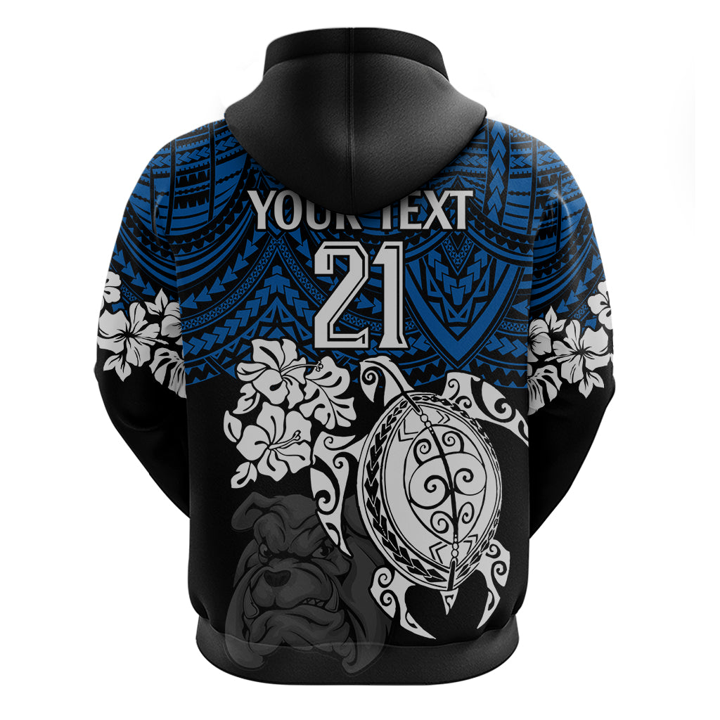 Custom Bulldogs Rugby Hoodie Berries Hibiscus and Turtle With Polynesian Pattern LT9 - Vibe Hoodie Shop