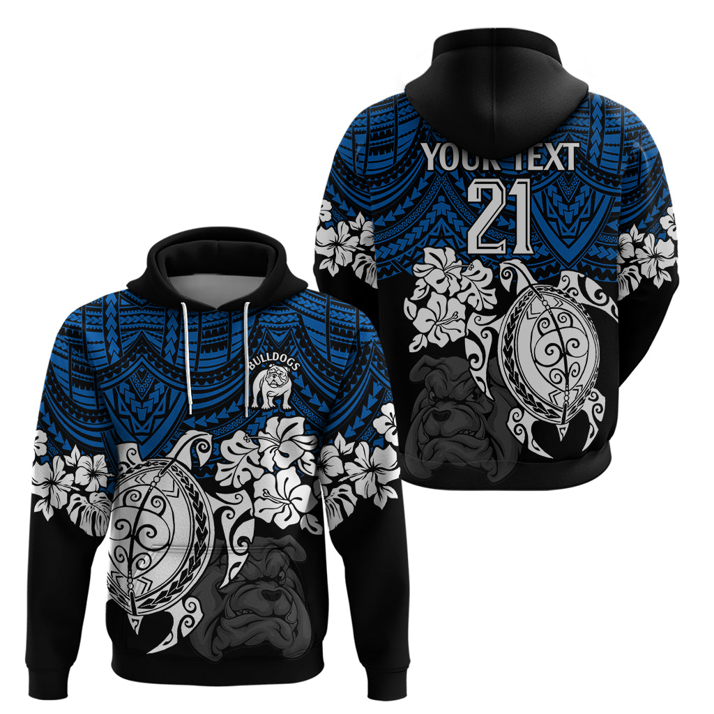 Custom Bulldogs Rugby Hoodie Berries Hibiscus and Turtle With Polynesian Pattern LT9 - Vibe Hoodie Shop