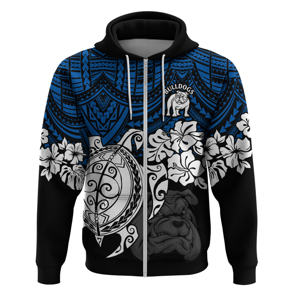 Custom Bulldogs Rugby Hoodie Berries Hibiscus and Turtle With Polynesian Pattern LT9 - Vibe Hoodie Shop