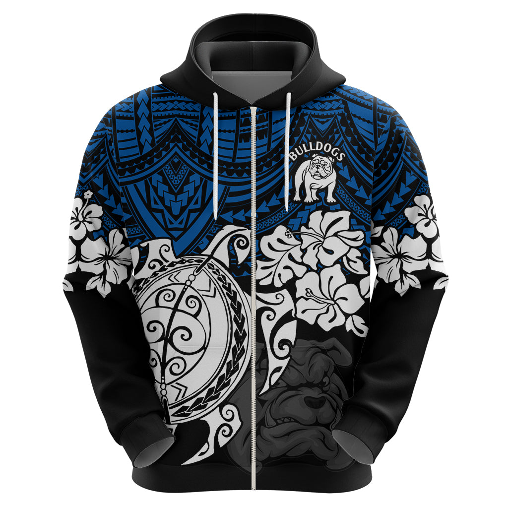 Custom Bulldogs Rugby Hoodie Berries Hibiscus and Turtle With Polynesian Pattern LT9 - Vibe Hoodie Shop