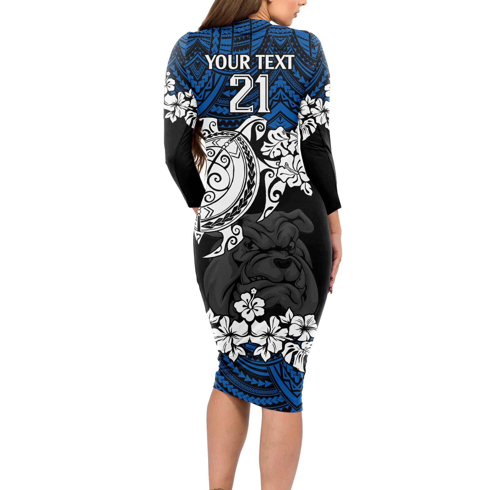 custom-bulldogs-rugby-long-sleeve-bodycon-dress-berries-hibiscus-and-turtle-with-polynesian-pattern