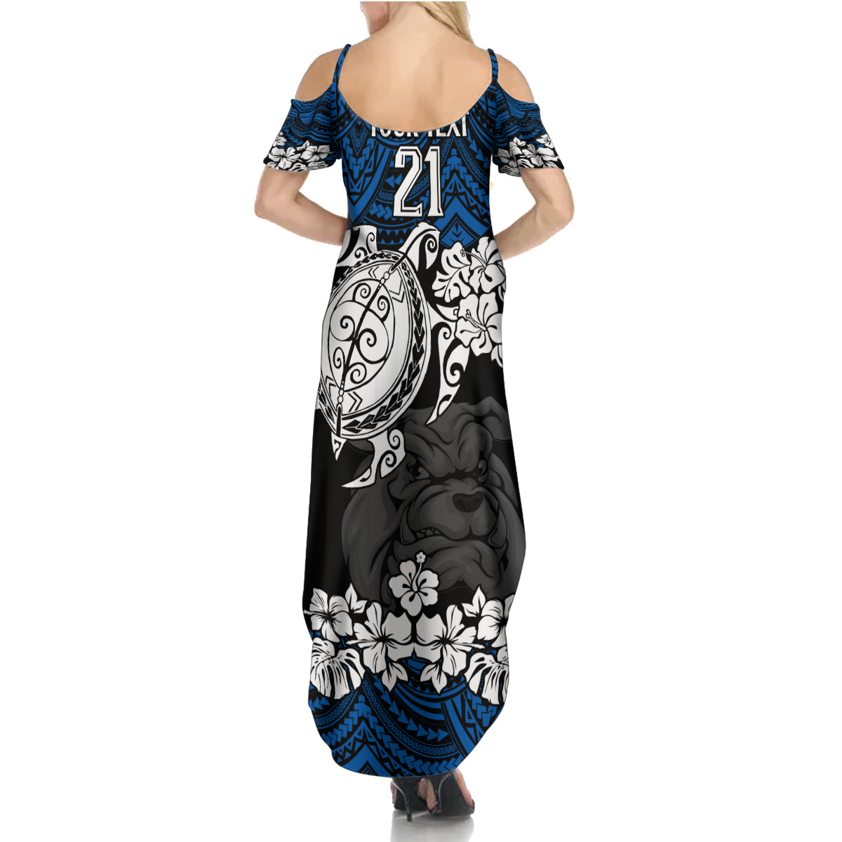 custom-bulldogs-rugby-summer-maxi-dress-berries-hibiscus-and-turtle-with-polynesian-pattern